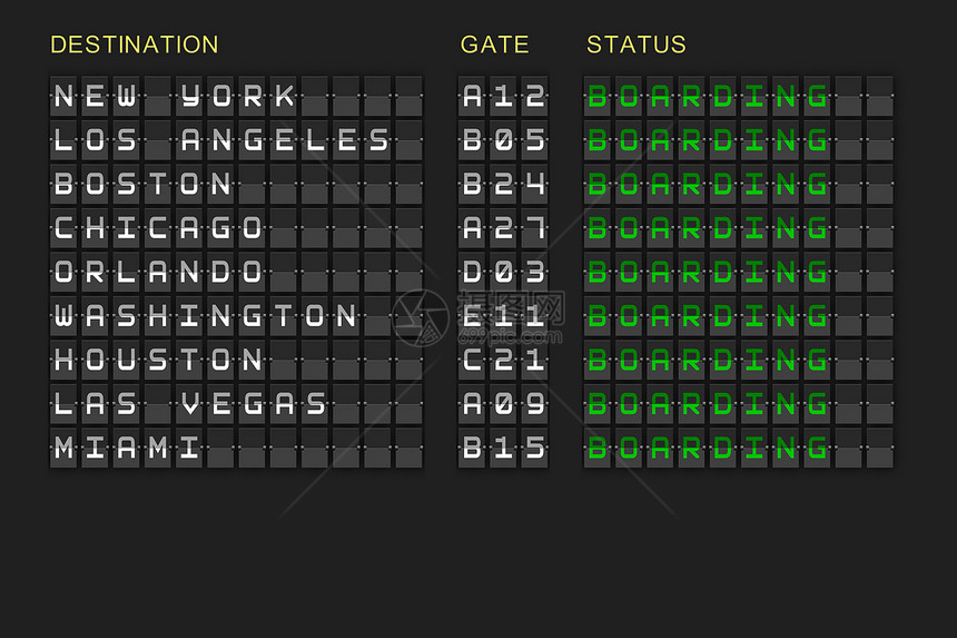 黑色机械板上的离境名单旅游木板航空旅行绘图计算机插图机械控制板图片