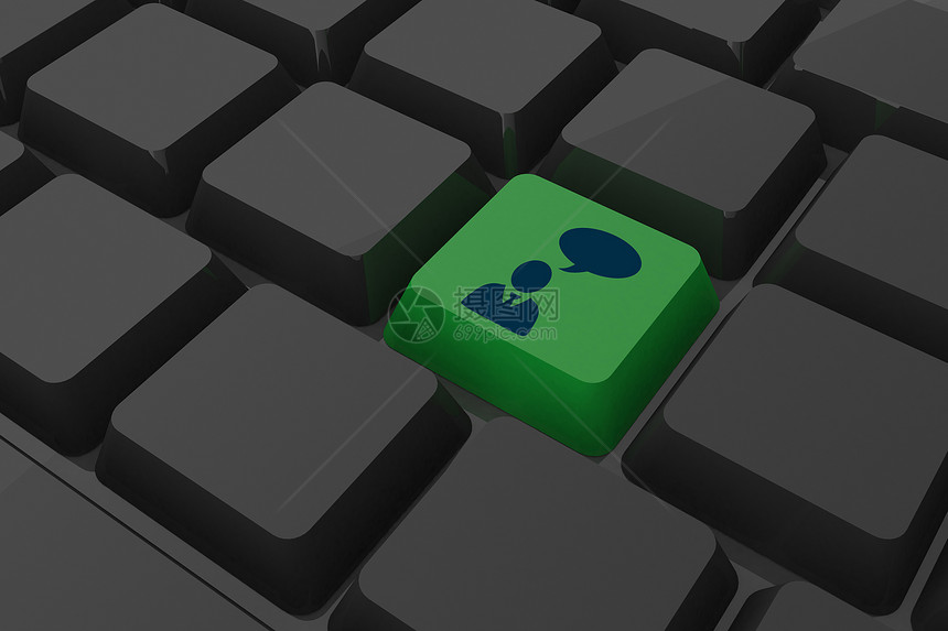 商务人士的复合形象和关键词上的言论泡沫电脑钥匙商务计算键盘黑色绿色人士红色话框图片