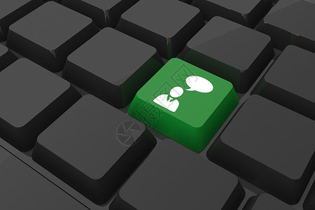 商务人士的复合形象和关键词上的言论泡沫电脑技术键盘计算黑色绿色计算机话框红色绘图背景图片
