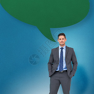 对话框小标充满言论泡沫的思考商家综合形象 语言泡沫商务气泡蓝色公司话框商业数字空白绘图人士背景