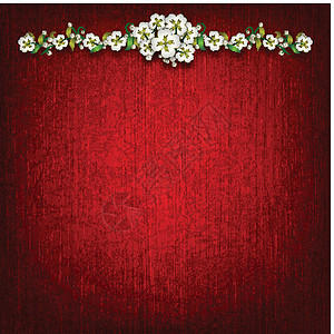 红色外壳插入带有鲜花的抽象红色红外壳背景植物装饰风格框架装饰品艺术古董作品插图插画