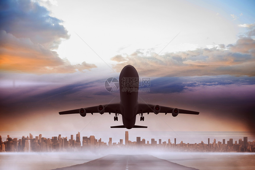 图形飞机的复合图象摩天大楼航班景观建筑绘图环境计算机旅行旅游航空图片