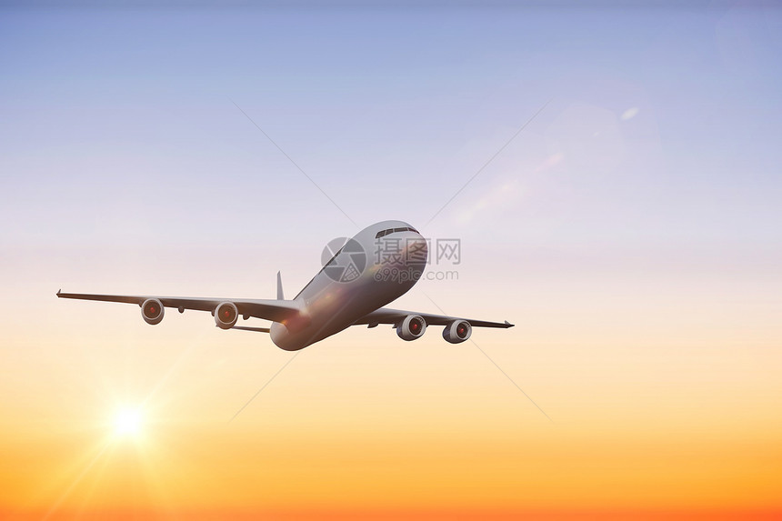 图形飞机的复合图象绘图航空环境太阳阳光计算机日出蓝色天空橙子图片