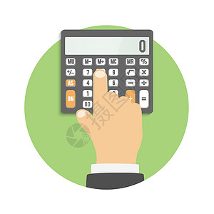 计算器图标 在计算器上手考量办公室键盘商业经济数学电子插图计算会计金融设计图片