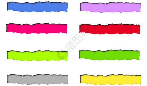 一组带有颜色空间的撕破纸张集 用于孤立文本背景图片