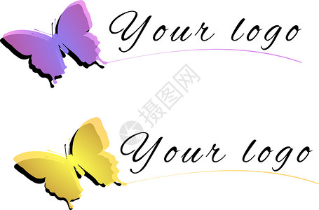 黄蝴蝶和紫花蝴蝶作为徽标的说明背景图片