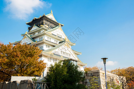 松本城堡大阪城堡建筑观光历史旅行游客天空旅游吸引力遗产建筑学背景