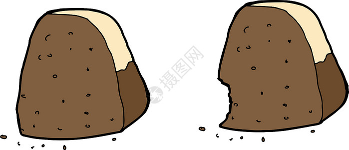 蛋糕切片糖果手绘插图写意巧克力缺口面包屑甜点食物卡通片背景图片