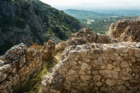 卡迪亚Mycenae 希腊考古遗址历史性微型机历史巨人文明墙壁堡垒纪念碑青铜岩石背景
