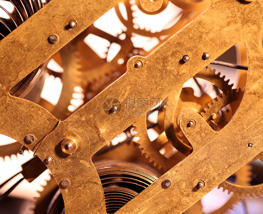 时钟机制车轮宏观技术乡愁引擎齿轮手表金属运动机器图片
