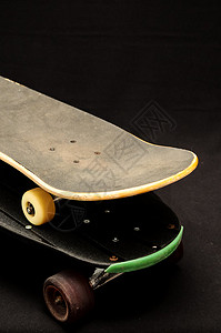 旧用木制滑板活动黑色运动背景图片