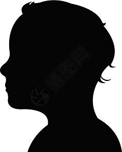 3岁男孩头部背影 矢量身体男性孩子白色头发婴儿男生黑色插图背景图片