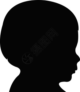 宝宝头部3岁男孩头部背影 矢量男性插图白色男生头发婴儿孩子黑色身体插画
