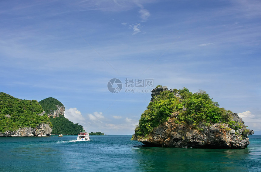 泰国昂忠国家海洋公园泰国旅行森林海景天空海岸线国家海洋天线盐水热带图片