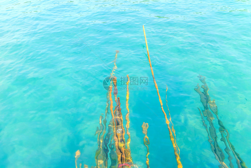 海底的竹子旅行漂流蓝色绿色热带反射游客风景假期运输图片