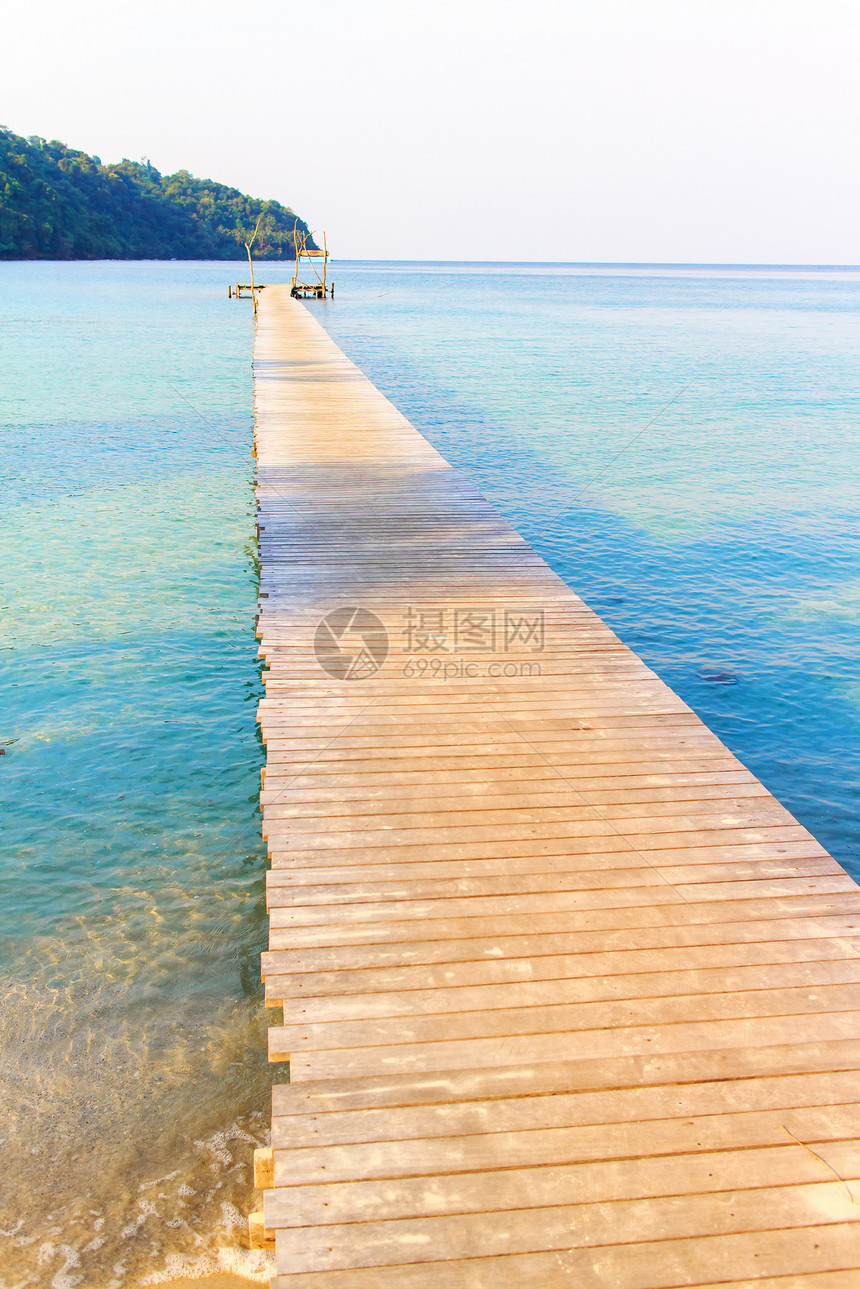 木环桥海景海洋旅行行人小路港口浮桥日落码头场景图片