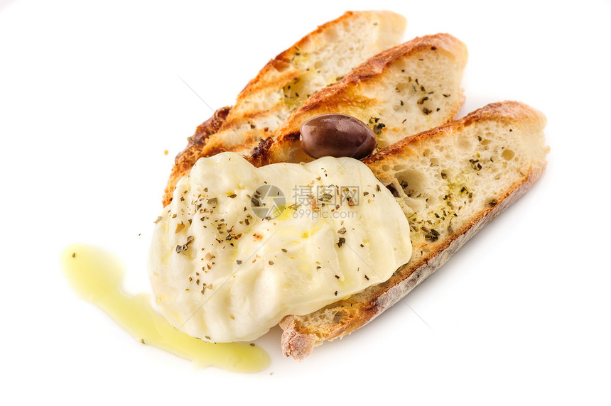 配奶酪的烤面包美食盘子小吃白色草本植物风格午餐食物派对百里香图片