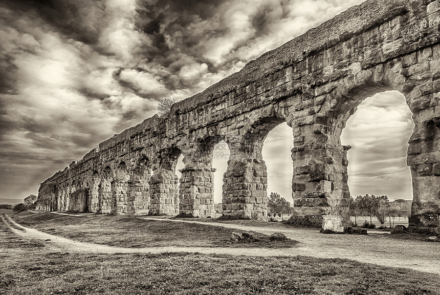罗马水渠公园城市观光纪念碑考古学旅行工程废墟古董历史性石头图片