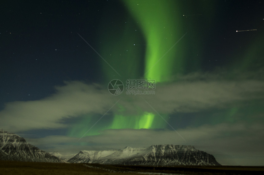 冰地天空的北光天文学旅游科学场地电离宇宙极光北极星磁层漩涡图片