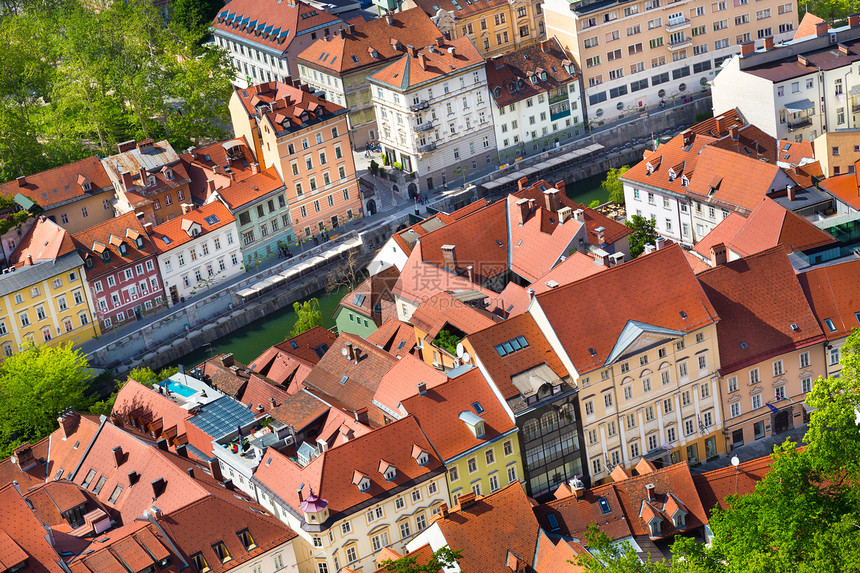 卢布尔雅那 斯洛文尼亚 欧洲的全景旅行正方形建筑学城市建筑历史性中心旅游景观首都图片