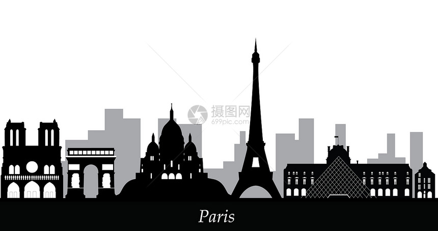 paris 天线日落建筑天际天空景观商业月亮城市首都图片