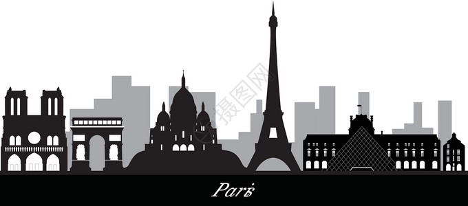 巴黎卢浮宫雕塑paris 天线建筑景观月亮首都天空天际城市日落商业设计图片