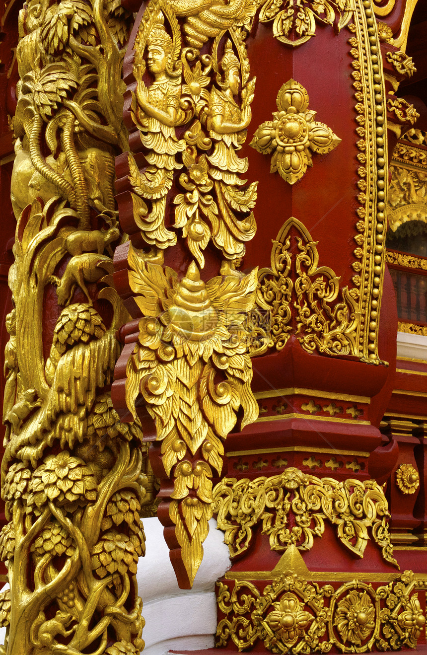 塔伊土科工作力量雕塑装饰品寺庙宗教雕像红色艺术金子动物图片