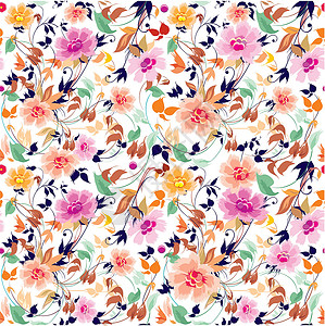 矢量花卉背景季节叶子玫瑰植物群织物装饰品插图蓝色艺术墙纸背景图片