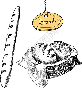 种子面包Bread 矢量手绘插图集糕点烘烤木刻蚀刻绘画面包面粉厨房收藏大麦插画