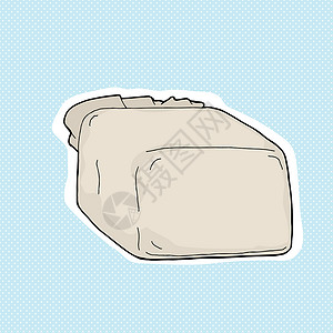 一块面包杂货塑料卡通片袋装插图空白写意手绘蓝色剪贴背景图片