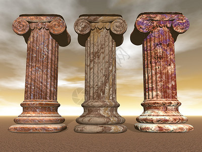 石柱  3D白色艺术雕塑寺庙建筑学天空文化石头棕色古董背景图片