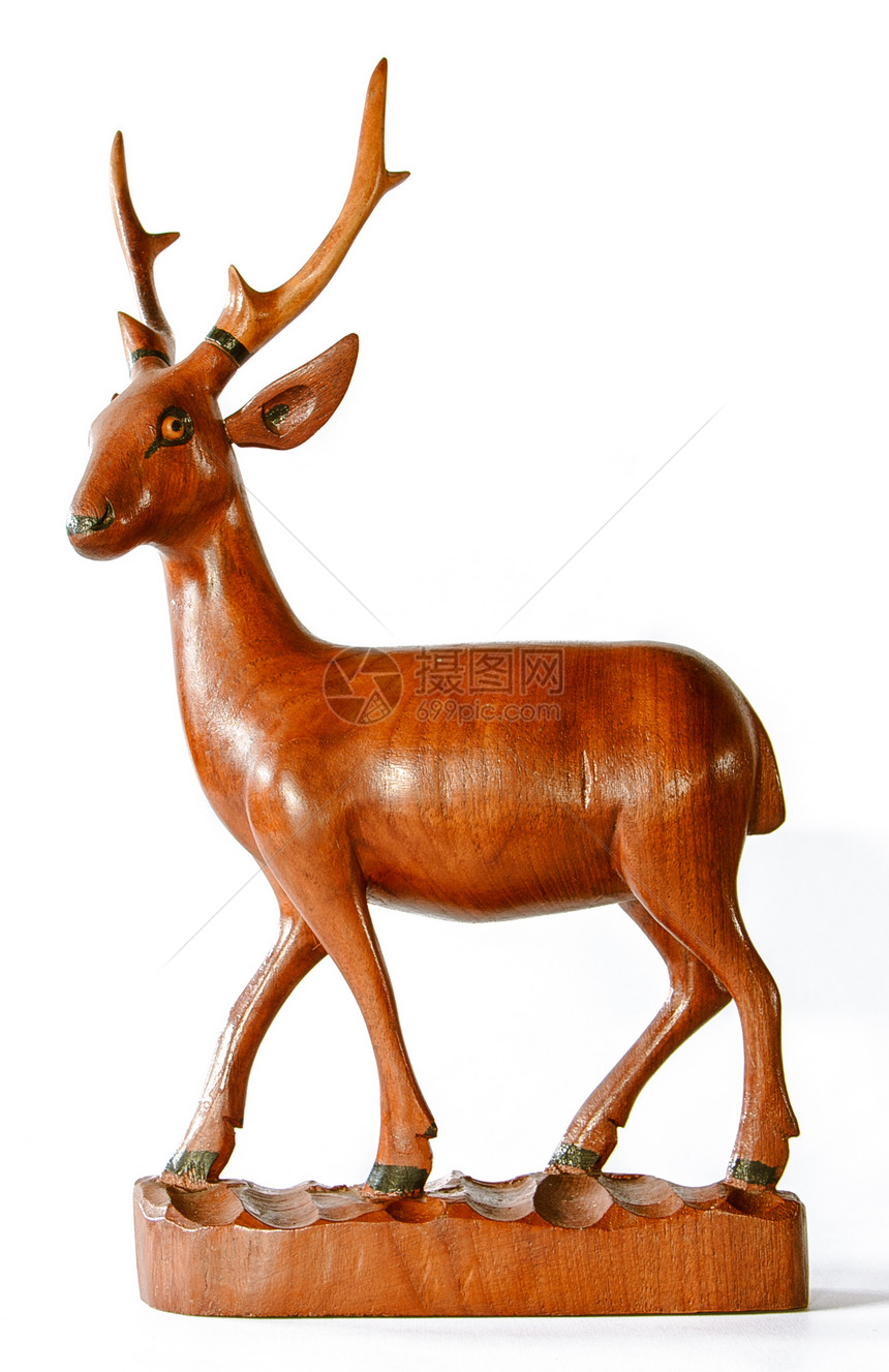 雕刻木鹿驼鹿玩具棕色身体装饰艺术童年乐趣哺乳动物手工图片