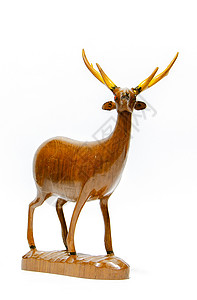 雕刻木鹿棕色艺术童年雕像玩具哺乳动物木材手工乐趣喇叭背景图片