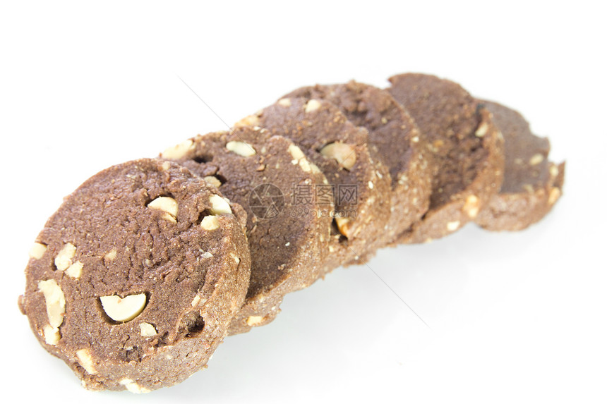 巧克力和花生饼干食物育肥小吃白色面包屑传统棕色芯片诱惑花生图片