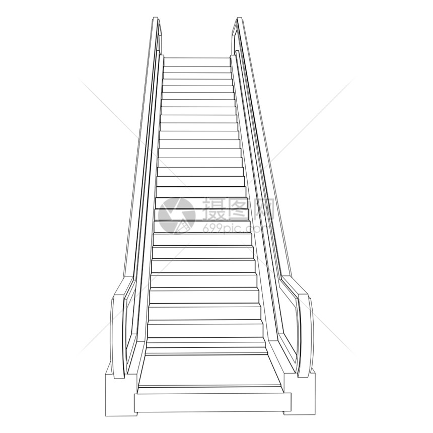 牵引扶梯升降器 电线框架蓝图小路人行道金属工程草图电梯建筑学楼梯运输图片