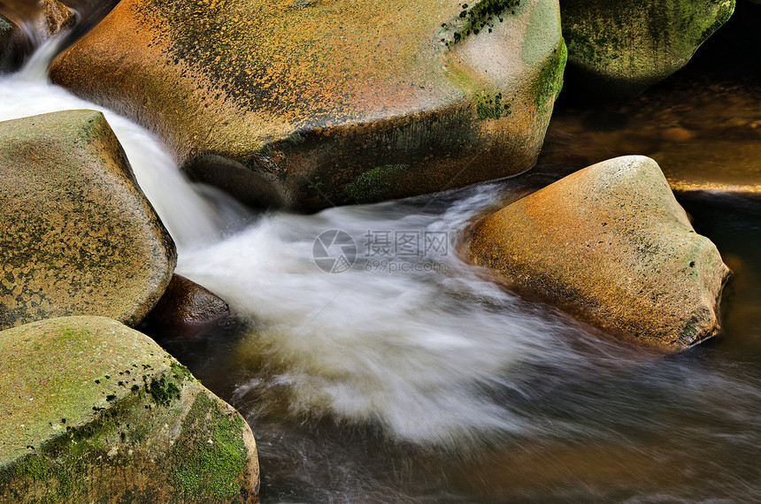 小型瀑水细节风景植物石头公园叶子假期岩石激流天堂苔藓图片