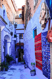 chaouen 蓝色城市莫罗科背景