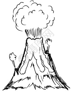 岩石灰火山爆发危险手绘科学剪贴卡通片液体喷出跑步插图岩石设计图片