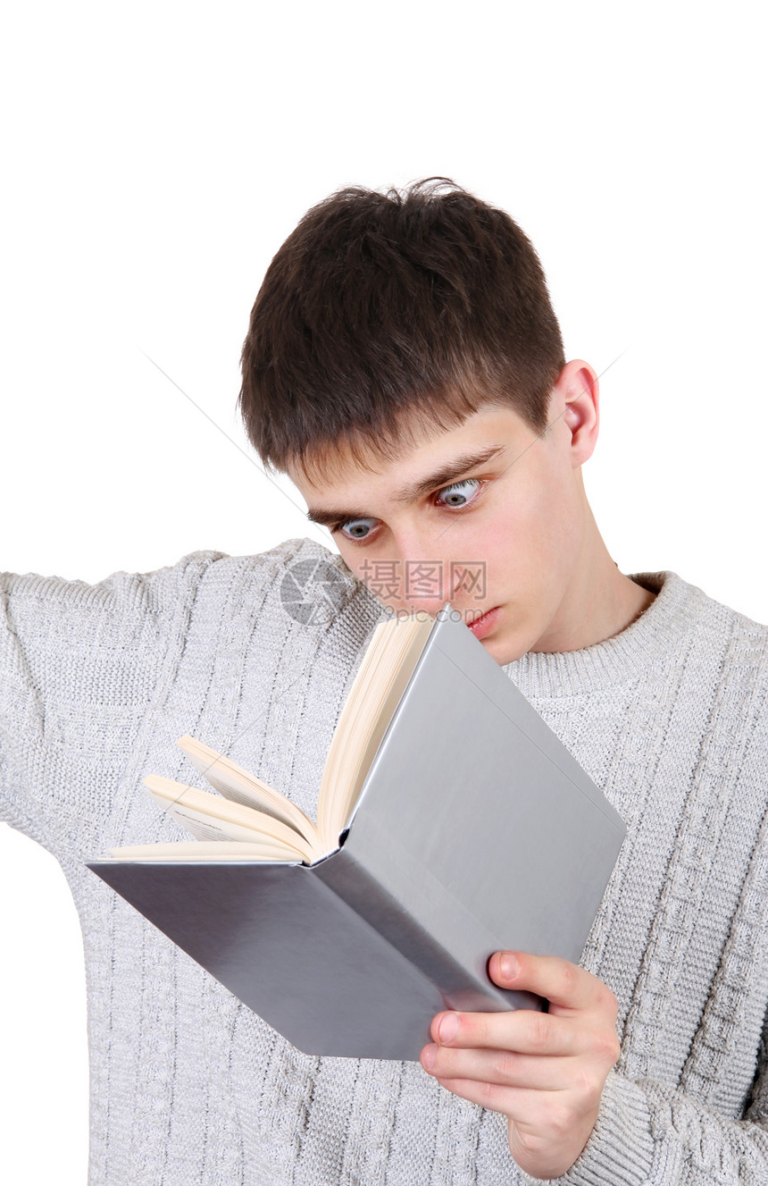 有天经的青少年惊喜大部男性白色阅读学习字典教育震惊考试图片
