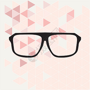 马赛克眼镜粉色包装表面三角形背景矢量插图上的眼镜插画