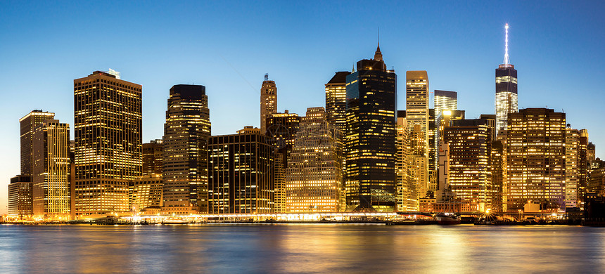 纽约市的全景景观摩天大楼办公室港口反射建筑学商业城市帝国球衣图片
