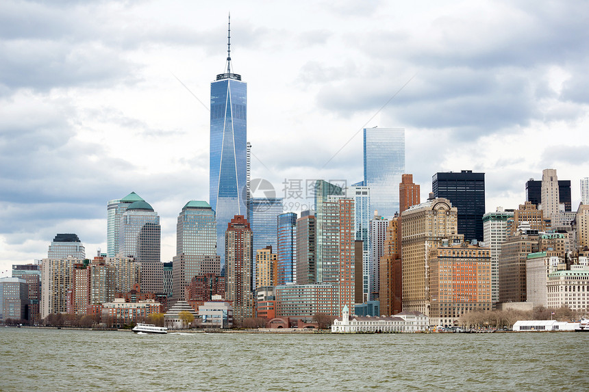 下曼哈顿商业景观城市地标自由场景金融反射图片