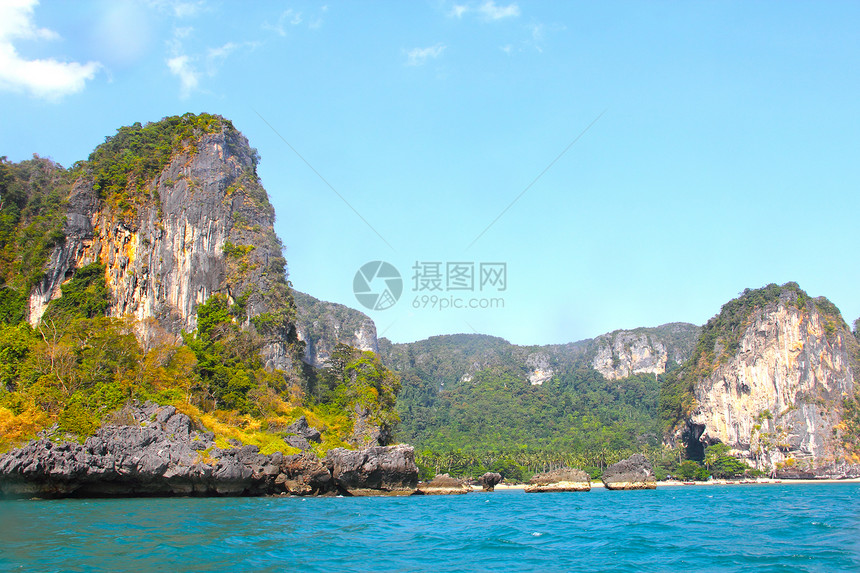 泰国岛泰国天堂海浪旅行娱乐石灰石蓝色晴天假期风景支撑图片