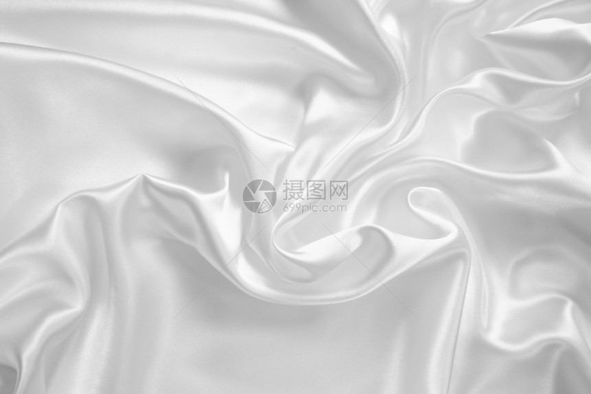 平滑优雅的白色丝绸折痕织物涟漪投标材料海浪布料纺织品曲线银色图片