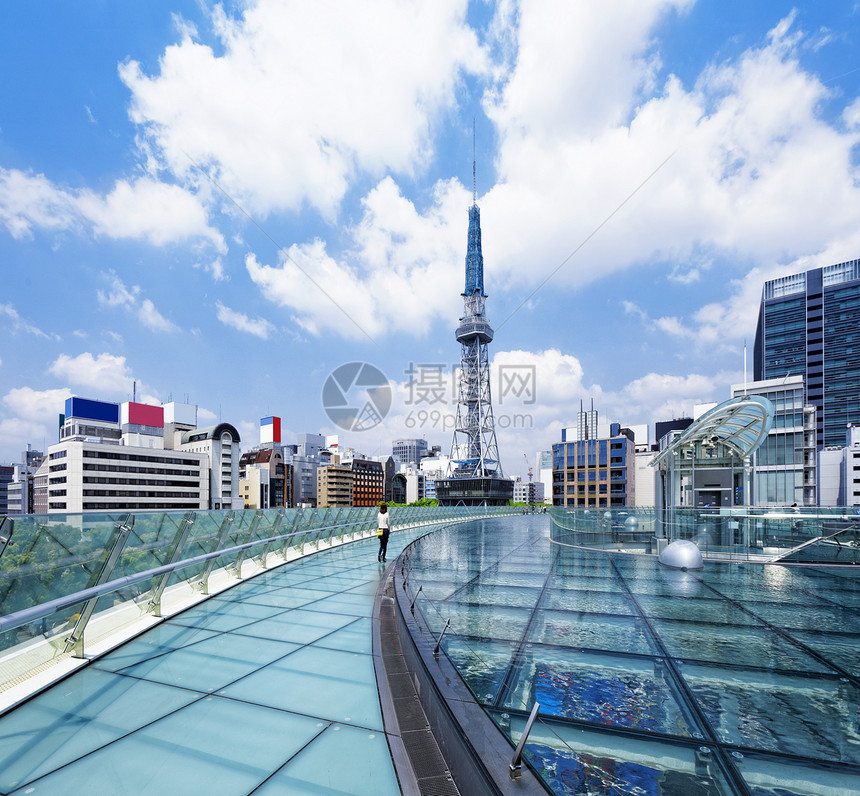 日本城名古屋市中心白天正方形景观市中心建筑学公园天空绿洲反射电视地区图片
