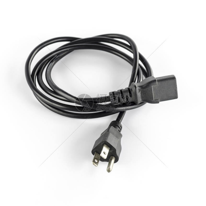 计算机电源插接电缆连接器插头黑色力量绳索电气出口金属活力电线图片