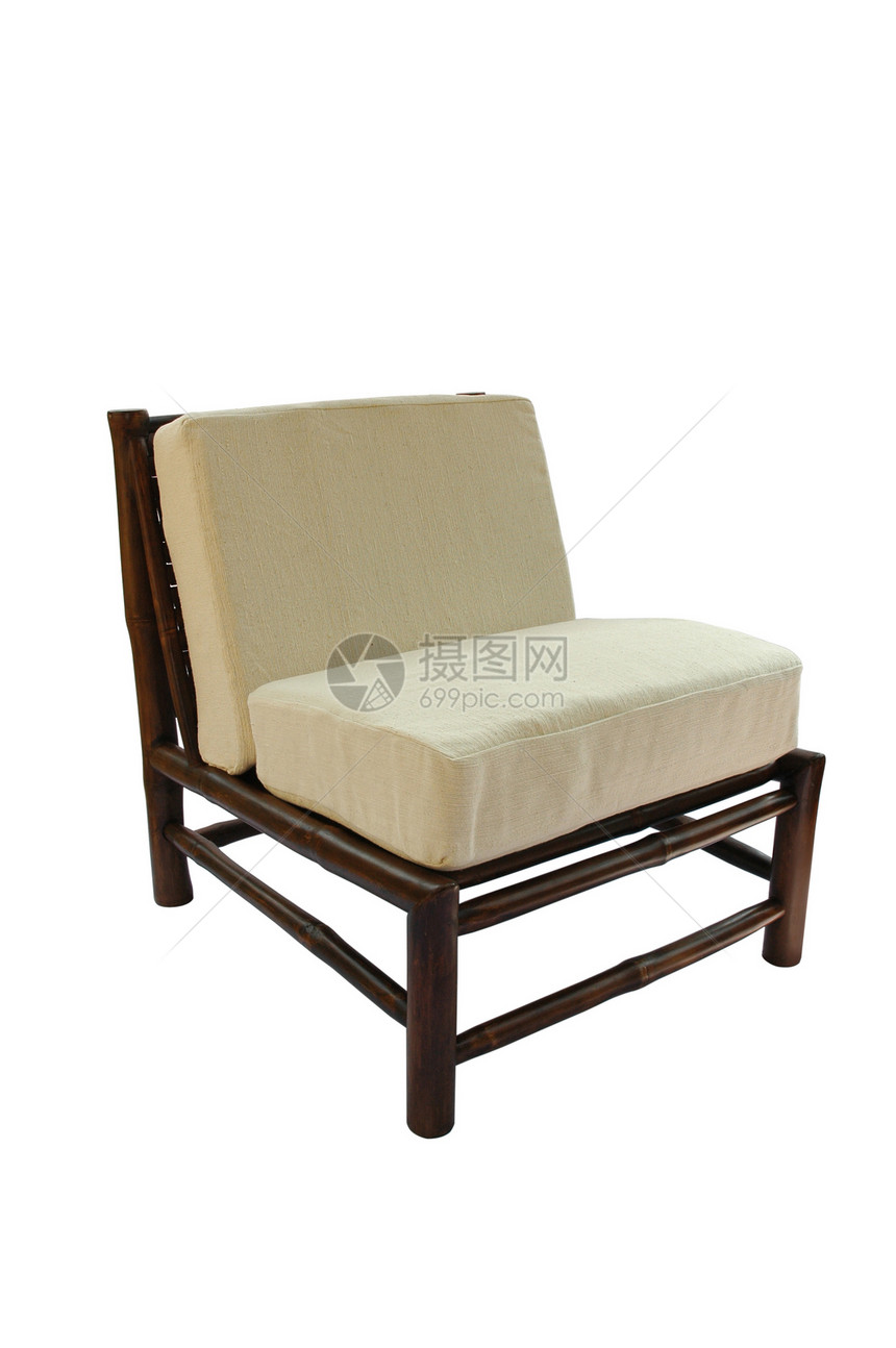 带枕头的竹子椅子被隔绝手工业座位家具娱乐闲暇木头长椅阳台图片