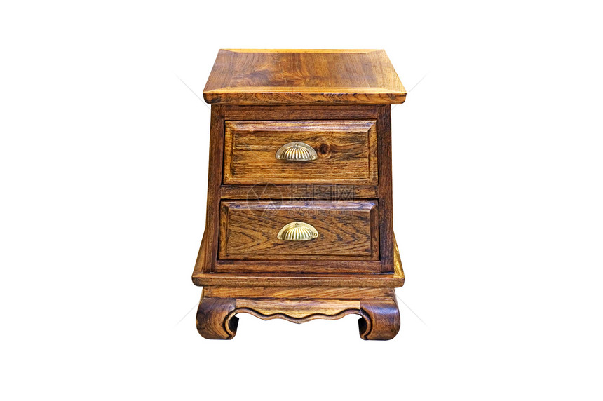 孤立的小型木制小柜子梳妆台木头抽屉贮存白色胸部古董摆设储物柜家具图片