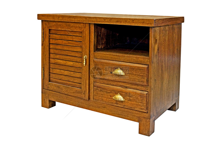 隔离的木制内阁白色家具摆设木头古董贮存抽屉储物柜胸部梳妆台图片