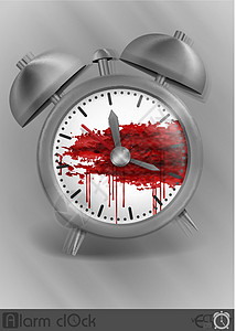 红色血迹素材金属古典风格警报钟乐器水彩技术飞溅红色时间商业手表数字插图插画